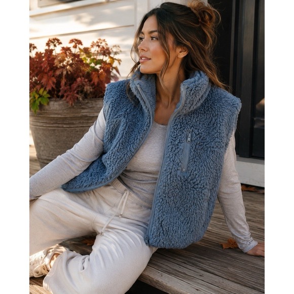 Free People Jackets & Blazers - FP Movement Free People Highline Reversible Sherpa Vest Blue Size Medium